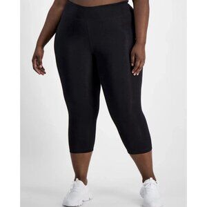 Reebok Plus Size Identity Logo Capri Leggings - Black - 3X/22-24 W